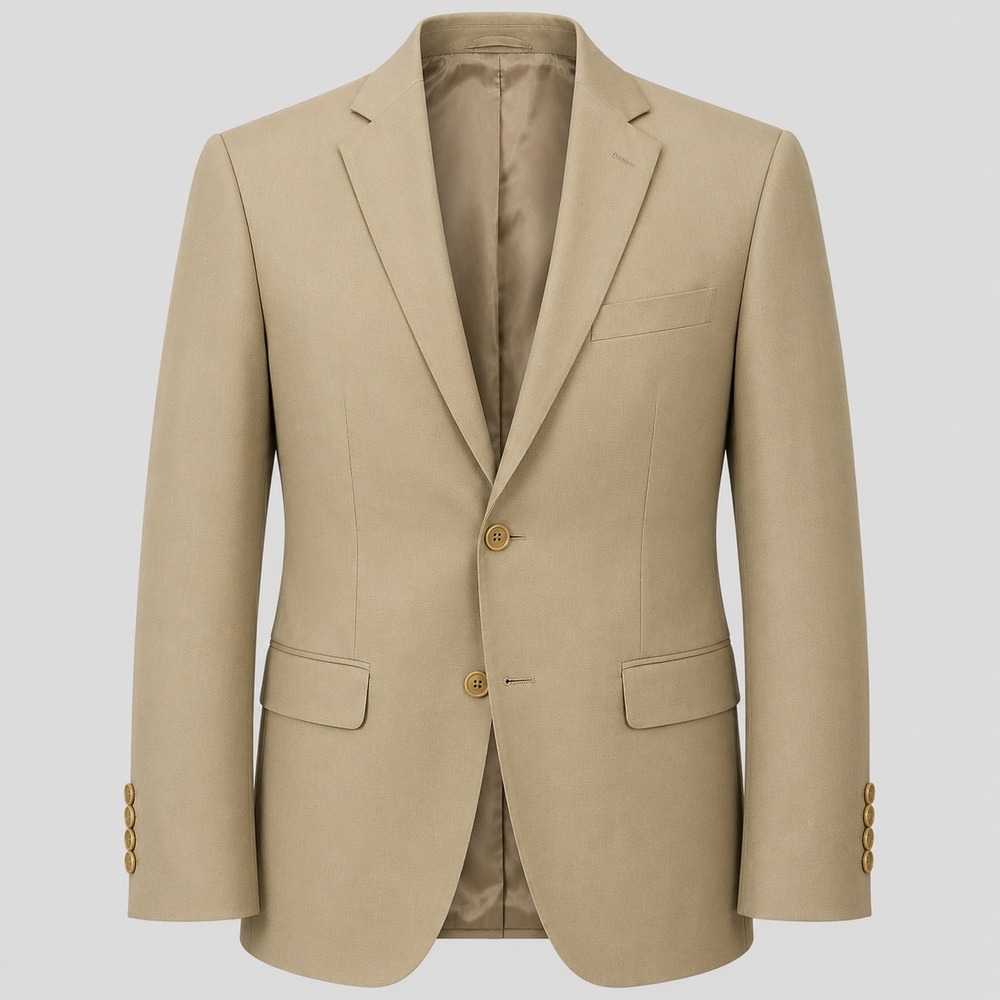 United Colors of Benetton Blazer Mens 42R Khaki Tan 2-Button Sport Coat Modern